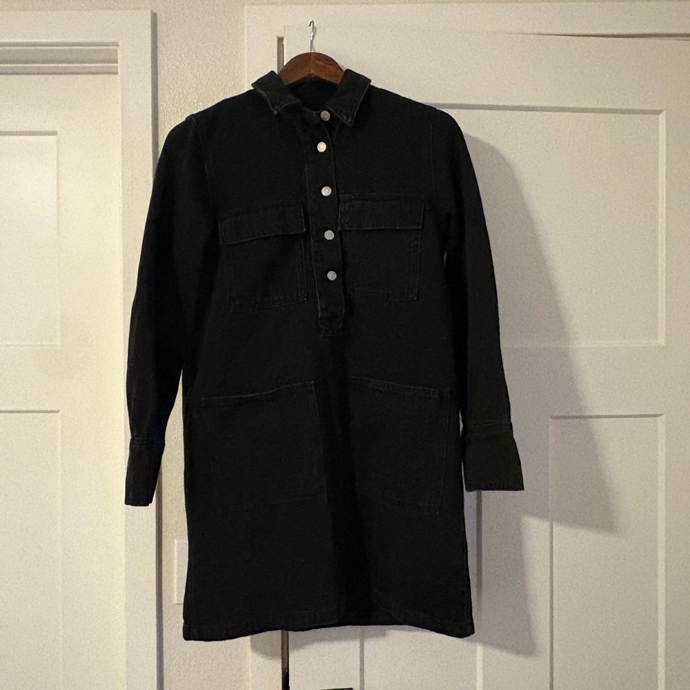 Madewell Denim Popover Mini Shirtdress Black Size Small NWT - Picture 2 of 5